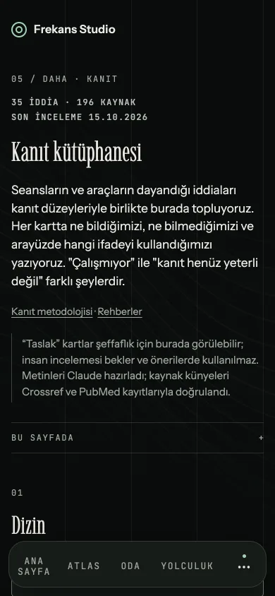 Kanıt kütüphanesi · Frekans Studio