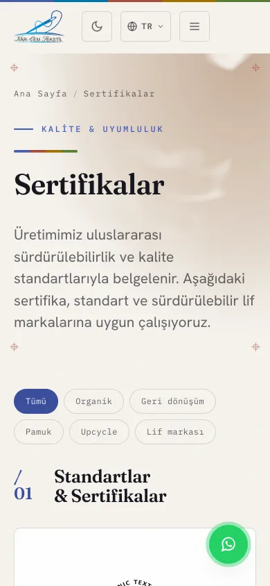 GOTS, OCS, GRS, RCS Sertifikalı Örme Kumaş — KARCEM