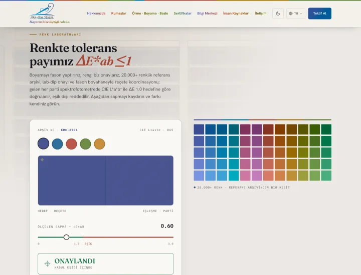 Renkte tolerans payımız ΔE*ab ≤ 1 — karcem.com.tr