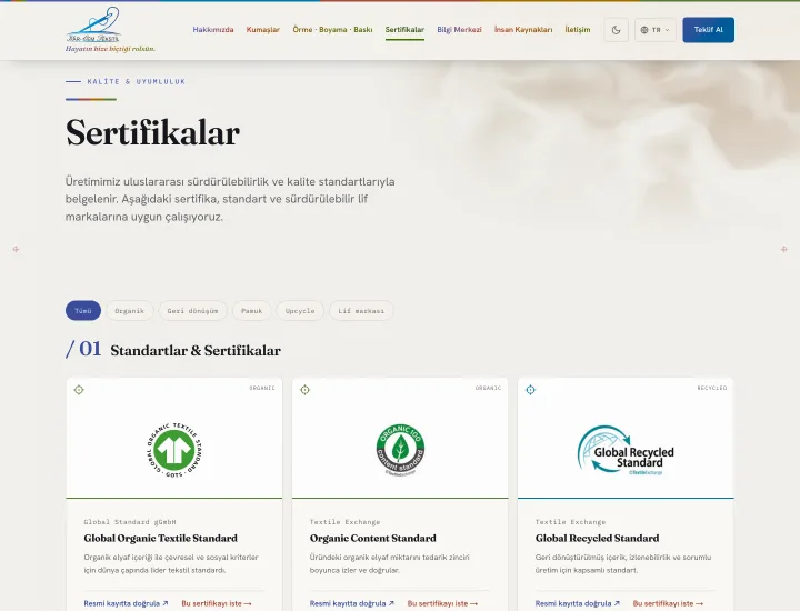 Sertifikalar — karcem.com.tr
