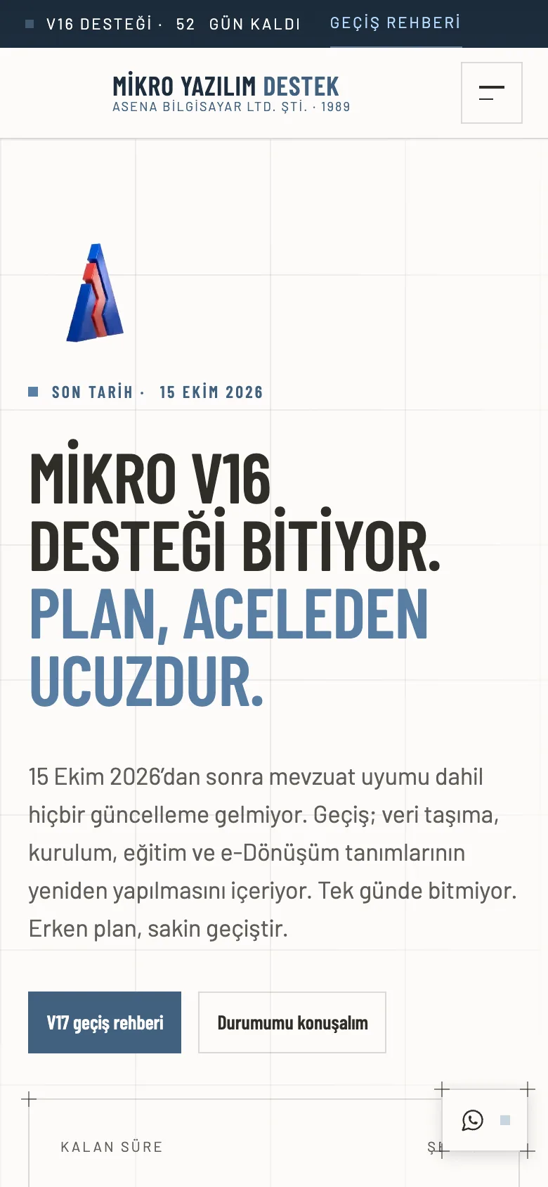 Mikro Yazılım Destek — V17 Geçişi, Kurulum ve SQL Bakımı